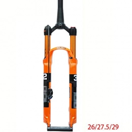 QXFJ Spares QXFJ 26 / 27.5 / 29 Inch Mountain Bike Front Fork, Bicycle Front Fork Stroke 100mm / Shaft 9X100MM / Aluminum Alloy Polished Inner Tube / Cone Line Control / Orange