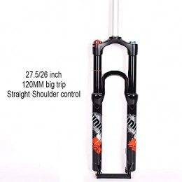 QXFJ Spares QXFJ Mountain Bike Front Fork Bicycle Front Fork 26 / 27.5 Inch Shoulder Line Control Mountain Bike Black Tube Damping Gas Fork Straight Tube Magnesium Aluminum Alloy Front Fork 120MM