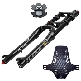 RUJIXU Spares RUJIXU 26”4.0 Fat Fork Air Suspension Disc Brake Mountain Bike Forks 1-1 / 8 Straight E-Bike BMX MTB DH Front Fork 170mm Travel With Travel Lock And Damping Adjustment QR 3080g (Color : Black)