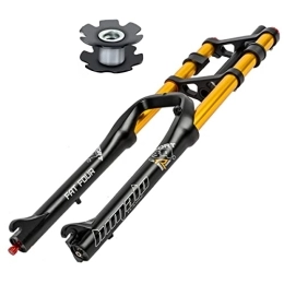 RUJIXU Spares RUJIXU 26”4.0 Fat Fork Air Suspension Disc Brake Mountain Bike Forks 1-1 / 8 Straight E-Bike BMX MTB DH Front Fork 170mm Travel With Travel Lock And Damping Adjustment QR 3080g (Color : Black Gold)
