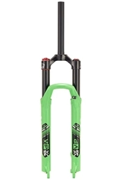 Samnuerly Mountain Bike Fork Samnuerly 26 / 27.5 / 29 MTB Air Suspension Fork Travel 100mm, 28.6mm Straight Tube 9mm Crown Lockout XC Mountain Bike Front Forks Disc Brake (Color : Green, Size : 26inch)