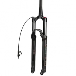SHHMA Mountain Bike Fork SHHMA Mountain Bike Front Fork Damping Adjustment Air Pressure Front Fork Tapered and Straight Steerer Fork Wire Control, Black Tapered Tube, 27.5 in