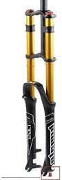 splumzer Spares splumzer Bike Suspension Fork 26 / 27.5 / 29" for Mountain Bike DH Air Double Shoulder Downhill Rappelling Shock Absorber Straight Tube Ultralight Bicycle Shock Absorber Rebound Adjust (Gold, 27.5 inches)