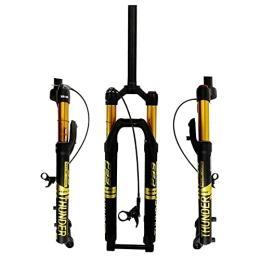 SJHFG Mountain Bike Fork Suspension 27.5" 29in Bike Suspension Fork MTB Air Fork, 1-1 / 8" Straight Steerer 100mm Travel 15x100mm Axle Remote Lockout Bicycle Fork fork (Color : Gold, Size : 29inch)