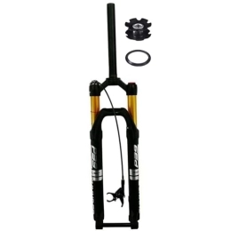 FukkeR Spares Suspension Bike Fork MTB Part 27.5 29 Inch With Damping High Strength Mountain Bike Front Forks Straight Steerer 1-1 / 8'' Thru Axle 15×100 120mm Travel (Color : Black silver remote, Size : 29inch)
