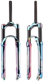 SJHFG Mountain Bike Fork Suspension Forks Mountain Bike Forks 27.5 / 29 Inch, QR 9mm Travel 100mm 1 1 / 8" Straight Tube Magnesium Alloy Ultralight Gas Shock XC Bicycle Fork Accessories (Color : Multi-colored, Size : 27.5inch)