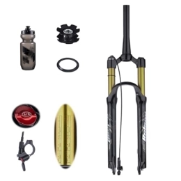 TS TAC-SKY Mountain Bike Fork TS TAC-SKY Travel 120mm MTB Air Fork Suspension Bicycle Front Suspension Mountain Bike Forks Shock Pneumatic 26 / 27.5 / 29 Inch Forks (Color : Gold 27.5 Tapered Remote)