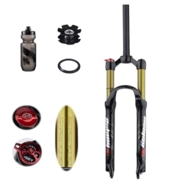 TS TAC-SKY Mountain Bike Fork TS TAC-SKY Travel 120mm MTB Air Fork Suspension Bicycle Front Suspension Mountain Bike Forks Shock Pneumatic 26 / 27.5 / 29 Inch Forks (Color : Gold, Size : 26 Straight Manual)