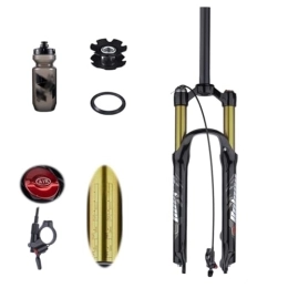 TS TAC-SKY Mountain Bike Fork TS TAC-SKY Travel 120mm MTB Air Fork Suspension Bicycle Front Suspension Mountain Bike Forks Shock Pneumatic 26 / 27.5 / 29 Inch Forks (Color : Gold, Size : 26 Straight Remote)