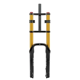 UKALOU Spares UKALOU 20 Inch Bike Fat Fork 4.0" Tire Air Suspension Fork Double Shoulder 1-1 / 8" Disc Brake QR 135mm Travel 110mm Adjustable Rebound For Snow Beach XC MTB Bicycle 2880g (Color : 20'' Gold)