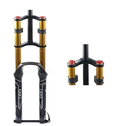 UKALOU Spares UKALOU MTB air suspension thru axle front fork Rebound adjustment 26 27.5 29 inch Boost 100 * 15 Double shoulders Dual Crown Air pressure Ultra light aluminum barrel axis shock absorber (Gold, 26)