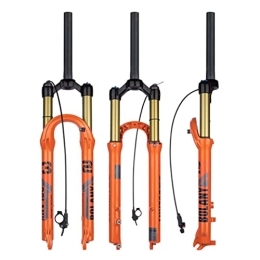 UKALOU Spares UKALOU MTB Fork 26 / 27.5 / 29 Mountain Bike Air Suspension Fork 100mm Travel 28.6mm Straight Fork Remote Lockout Disc Brake QR 9mm (Color : Orange, Size : 29'')