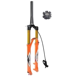 MabsSi Spares Ultralight XC Mountain Bike Front Forks26 27.5 29 MTB Air Suspension Fork Orange, Rebound Adjust Straight / Tapered Tube Manual / Remote Lockout Bike Forks(Size:26 INCH, Color:STRAIGHT REMOTE LOCK OUT)