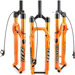 UPPVTE Spares UPPVTE Air Bicycle Suspension Fork 26 27.5 29", Thru Axle 15mm Aluminum Alloy MTB Front Forks Straight Tube 1-1 / 8" Travel 100mm Disc Brakes Forks (Color : Remote Orange, Size : 27.5 inch)