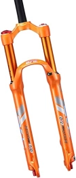 UPPVTE Mountain Bike Fork UPPVTE Mountain Bicycle Suspension Fork 26 27.5in, Double Air Chamber Fork 1-1 / 8" Rebound Adjustment Travel 100mm QR 9mm Disc Brake Fork Forks (Color : Orange, Size : 26 inch)