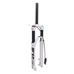 VHHV Mountain Bike Fork VHHV Remote Lockout Suspension Fork 26" 27.5inch 29er MTB Bicycle Fork, Alloy Double Air Chamber System Effective Shock Travel: 120mm (Color : White, Size : 29 inches)