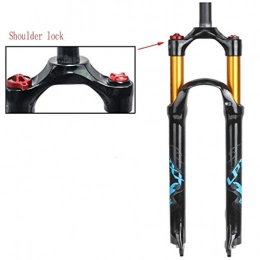 WJC Mountain Bike Fork WJC Bicycle Air Front Fork 26 27.5 29 Inch MTB Bicycle Suspension Mountain Bike Fork Shoulder control or Remote Control Straight Disc Brake, Travel 100mm (Color : A, Size : 27.5inch)
