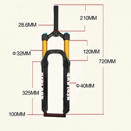 WSJ Spares WSJ WSJMountain Bicycle Air Pressure Fork, Aluminum Alloy 8 Segments Adjustable Air Suspension Shoulder Control