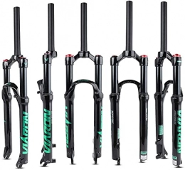 WYJW Spares WYJW 26 27.5 29 Inch Suspension Fork, Bike Air Forks, Cycling Straight Tube Shoulder Control MTB Shock Absorber Unisex's Travel 100mm Air Fork Green-26IN