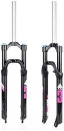 XGJ Mountain Bike Fork XGJ 26 Inch, Aluminum Alloy Mountain Road Bikes Cycling Straight Tube 1-1 / 8" Disc Travel 100mm Air Fork 26" 27.5" MTB Bike Suspension Forks (Color : Pink, Size : 26IN)