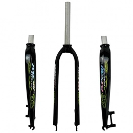 Xiami Mountain Bike Fork Xiami Bike Oil-cast Hard Forks 26 / 27.5 / 29 Inch MTB 700C Road Bike Universal Aluminum Alloy Front Fork Disc Brake Bright Black+Green UV Reflective Pattern (Size : 29"(700C))
