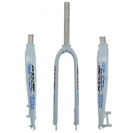 Xiami Spares Xiami Bike Suspension Forks Oil-cast Hard Fork 26 / 27.5 / 29 Inch MTB 700C Road Bike General Aluminum Alloy Front Fork Disc Brake Bright White+Blue UV Reflective Trademark (Size : 29"(700C))