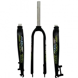 Xiami Spares Xiami Bike Suspension Hard Forks Oil-cast 26 / 27.5 / 29 Inch MTB 700C Road Bike Universal Aluminum Alloy Front Fork Disc Brake Matte Black+Green Reflective Pattern (Size : 27.5")