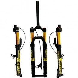 Xiami Spares Xiami Mountain Bike Suspension Fork 26 / 27.5 / 29 Inch Disc Brake Remote Lockout 15mm Barrel Shaft Matte Black Straight Tube Aluminum Alloy Oil Air Fork Gold Pattern (Color : Damping, Size : 29")