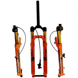 Xiami Spares Xiami Mountain Bike Suspension Front Fork 26 / 27.5 / 29 Inch Disc Brake Remote Lockout 15mm Barrel Shaft Straight Tube Aluminum Alloy Oil Air Fork Bright Orange (Color : Damping, Size : 29")