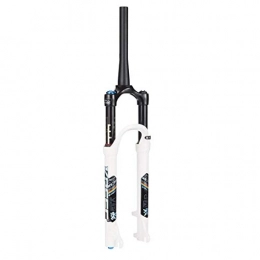 XLAHD Spares XLAHD 26" Shock absorber fork, MTB Mountain Bike Aluminum Alloy Cone Disc Brake Damping Adjustment Travel 100mm Black&White 1-1 / 8"Compact Storage, Easy Clean