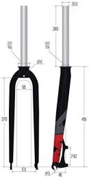 XZ High Quality 1-1/8' 28.6Mm Suspension Fork, 27.5/26 inch Bike Ultra-Light Aluminum Alloy Hard Fork Travel,B,27.5inch