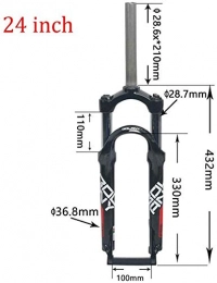 XZ Mountain Bike Fork XZ High Quality 24 inch Bike Suspension Fork, 1-1 / 8'' Lightweight Magnesium Alloy Straight Pipe Gas Fork Shoulder Control, B, 24 inch
