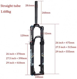 XZ Spares XZ High Quality 26" Disc Suspension Bike Forks, Mountain Bike Suspension Fork 1-1 / 8'' Magnesium Alloy Pneumatic Shock Absorber, A, 26 inch