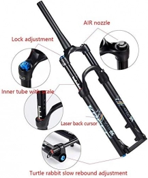XZ Spares XZ High Quality 26" Shock Absorber Fork, Mountain Bike Aluminum Alloy Cone Disc Brake Damping Adjustment Travel, Black, 26inch