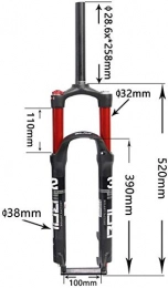 XZ Spares XZ High Quality Downhill Suspension Forks, 26" / 27.5 Aluminum Alloy Disc Brake Damping Adjustment Tube 1-1 / 8" Travel Shock Fork, A, 27.5inch