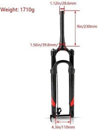 XZ Mountain Bike Fork XZ High Quality Downhill Suspension Forks, 29Inch Aluminum-Magnesium Alloy Cone Disc Brake Damping Adjustment Travel, A, 27.5inch