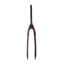 YouLpoet Mountain Bike Fork YouLpoet Bicycle Hard Fork Cone Head Tube Mountain Bike Carbon Fiber Front Fork, Red, 27.5inch