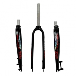 Yuanfang Spares Yuanfang NUE Bike Oil-cast Hard Forks MTB Road Bike 26 / 27.5 / 29Inch 700C Aluminum Alloy Front Fork Disc Brake Bright Black+Red UV Reflective Pattern CN (Size : 26")