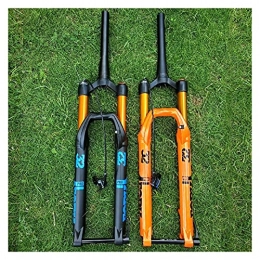 YZLP Mountain Bike Fork YZLP Front forks for mountain bike Mountain Bike Barrel Axle Front Fork 27.5 29 Inch Magnesium Alloy Damping Lock Spinal Canal Air Fork (Color : Gold Orange, Size : 29)