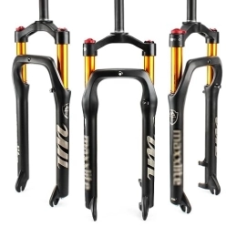 ZCXBHD Mountain Bike Fork ZCXBHD Air Fat Fork 20 26 inch Aluminum Alloy MTB Mountain Bike Suspension Fork Straight Tube 1-1 / 8" Travel 100mm QR 9mm Disc Brake Fit 4.0" Tire (Color : Gold, Size : 20 inch)