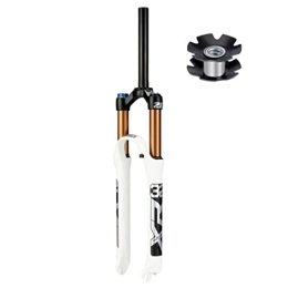 ZECHAO Mountain Bike Fork ZECHAO 120mm Travel Air Supension Front Fork, Aluminum Alloy 26 27.5 29" Mountain Bike Suspension Forks 9mm Axle Quick Release Fork Accessories (Color : White, Size : 27.5inch)