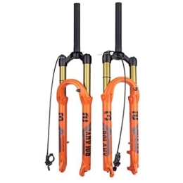 ZECHAO Spares ZECHAO 27.5 / 29in Mountain Bike Suspension Forks, 120mm Travel 1-1 / 8" Bicycle Shock Absorber Forks 9mm Axle With Scale Bicycle Accessories Accessories (Color : Orange-Remote Lock, Size : 27.5inch)