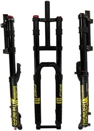 ZECHAO Mountain Bike Fork ZECHAO 27.5 29In MTB Double Shoulder Front Fork, 1-1 / 8'' Air Suspension Fork with Rebound Adjust A-Pillar Thru Axle 15mm Travel 140mm HL Accessories (Color : Gold, Size : 29inch)