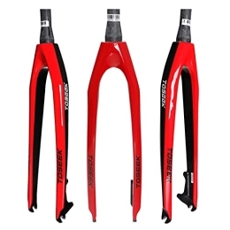 ZECHAO Mountain Bike Fork ZECHAO Carbon Fiber Bike Front Fork, 26 / 27.5 / 29 Inch MTB Hard Fork Cone Tube 1-1 / 2" 160mm Disc Brakes For Bicycle Accessories Accessories (Color : Red, Size : 27.5inch)