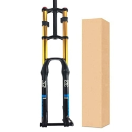 ZECHAO Spares ZECHAO Mountain Bike Double Shoulder Fork, 27.5 / 29inch Aluminum Alloy Bicycle Shock Absorber Forks 150mm Travel 15 * 100mm Air Fork Accessories (Color : Gold-Blue, Size : 27.5inch)
