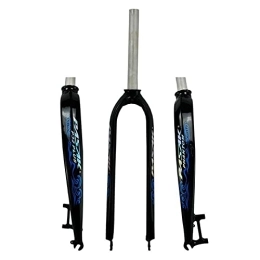 ZECHAO Spares ZECHAO MTB Bicycle Fork, 26 / 27.5 / 29inch Straight Tube Aluminum Alloy Carbon Fiber Front Fork Disc Brake 9mm QR Bicycle Accessories Accessories (Color : Black Blue, Size : 29inch)