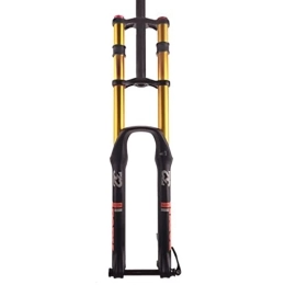 ZECHAO Mountain Bike Fork ZECHAO MTB Front Suspension Forks, 27.5 / 29inch Double Shoulder Fork 150mm Travel Aluminum Alloy Air Fork 100 * 15mm Axle Accessories (Color : Gold- Orange, Size : 29inch)