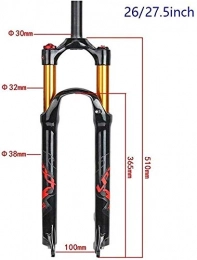 ZFXNB Mountain Bike Fork ZFXNB 26 Inch Mountain Bike Suspension Fork, 1-1 / 8 'Lightweight Magnesium Alloy Mtb Bike Gas Fork Suspension Fork Suspension Shoulder Control 100Mm Bicycle Fork, 29Inch C