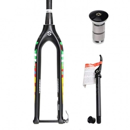 ZHTY Spares ZHTY 1Bicycle Front Forks 29" MTB Carbon Fiber Suspension Fork Conical Tube 1-1 / 2" Disc Brake Axis 15x100mm 670g
