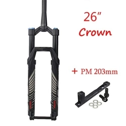 ZSR-haohai Mountain Bike Fork ZSR-haohai MTB Suspension Air Fork 26 27.5 29' Tapered Steer Mountain Bicycle Fork 140mm Travel Bike Forks Crown / Remote Lockout (Color : 26 crown 203)